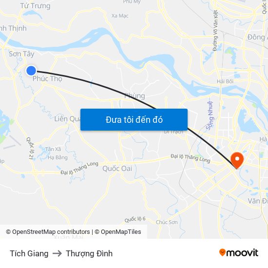 Tích Giang to Thượng Đình map