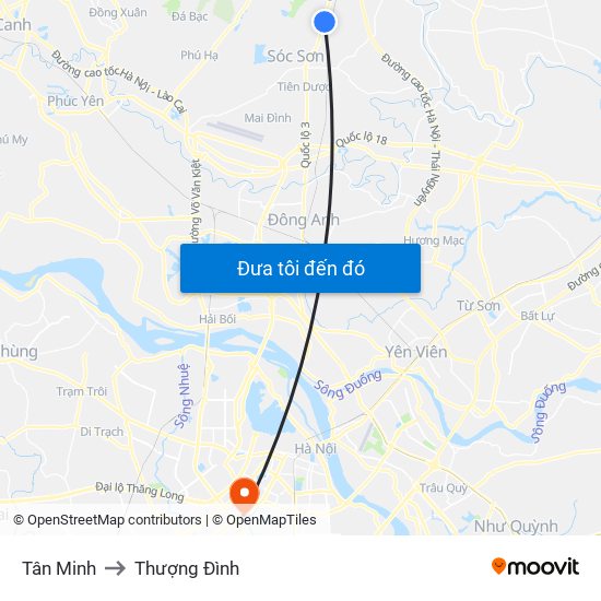 Tân Minh to Thượng Đình map