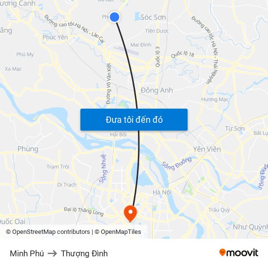 Minh Phú to Thượng Đình map