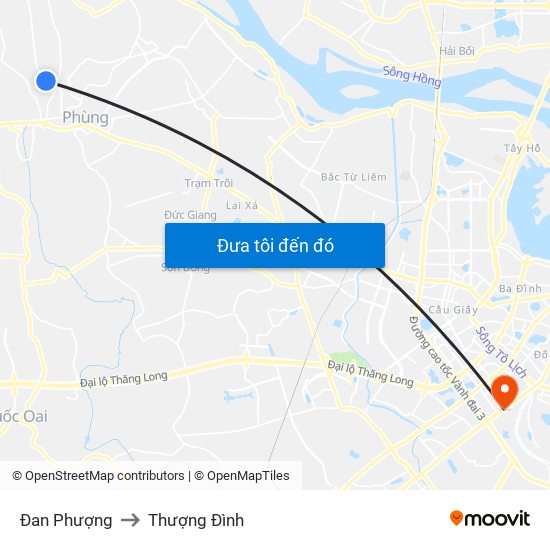 Đan Phượng to Thượng Đình map