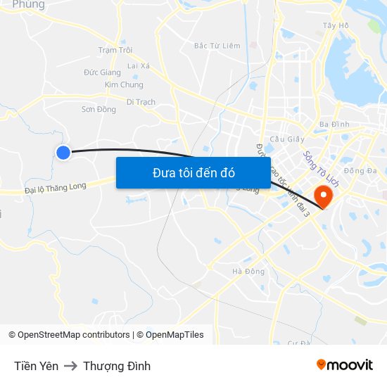 Tiền Yên to Thượng Đình map