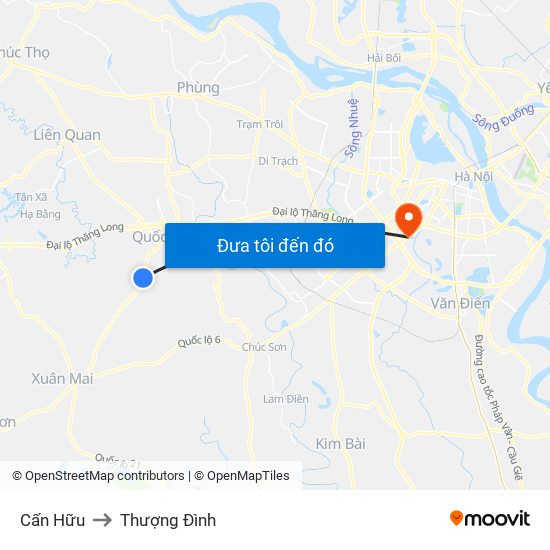 Cấn Hữu to Thượng Đình map