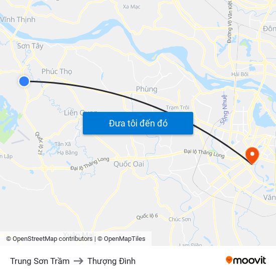 Trung Sơn Trầm to Thượng Đình map