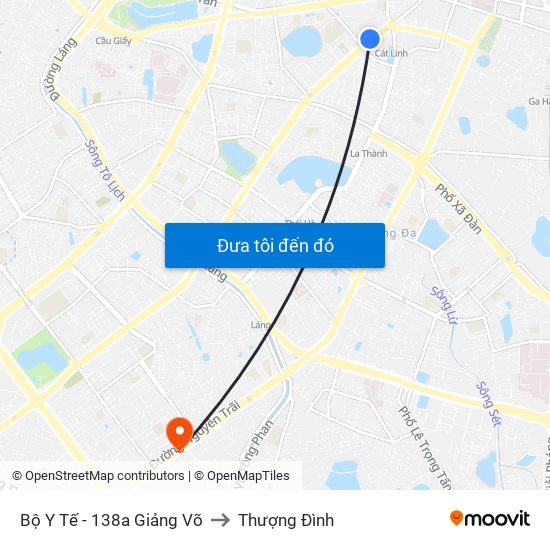 Bộ Y Tế - 138a Giảng Võ to Thượng Đình map