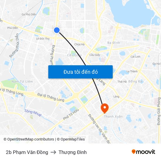 2b Phạm Văn Đồng to Thượng Đình map