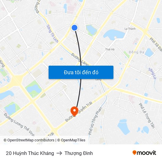 20 Huỳnh Thúc Kháng to Thượng Đình map