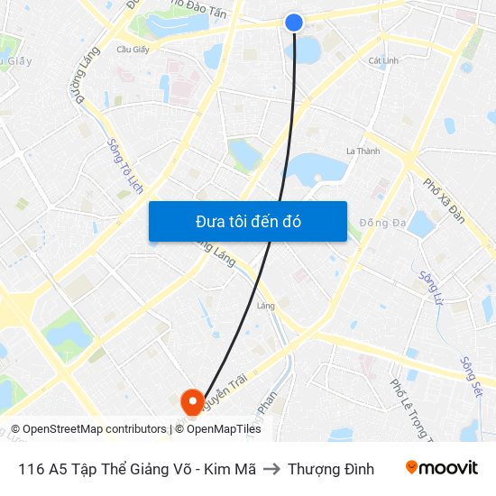 116 A5 Tập Thể Giảng Võ - Kim Mã to Thượng Đình map