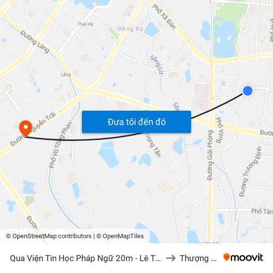 Qua Viện Tin Học Pháp Ngữ 20m - Lê Thanh Nghị to Thượng Đình map