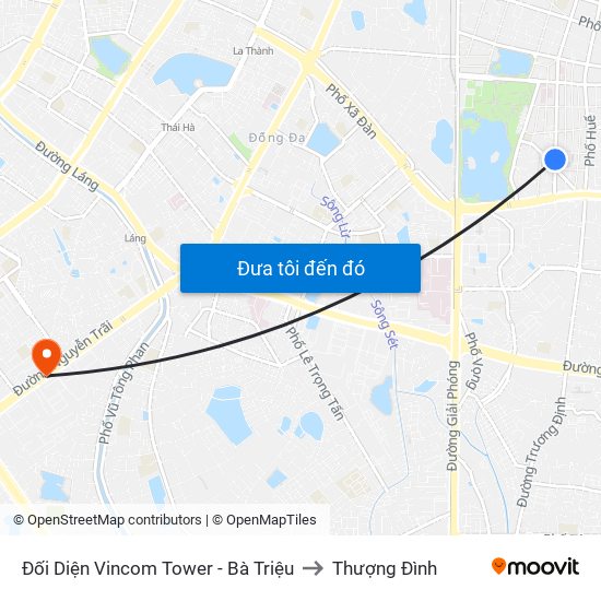 Đối Diện Vincom Tower - Bà Triệu to Thượng Đình map