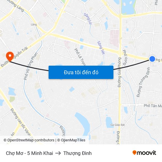 Chợ Mơ - 5 Minh Khai to Thượng Đình map