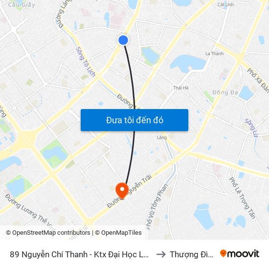 89 Nguyễn Chí Thanh - Ktx Đại Học Luật to Thượng Đình map