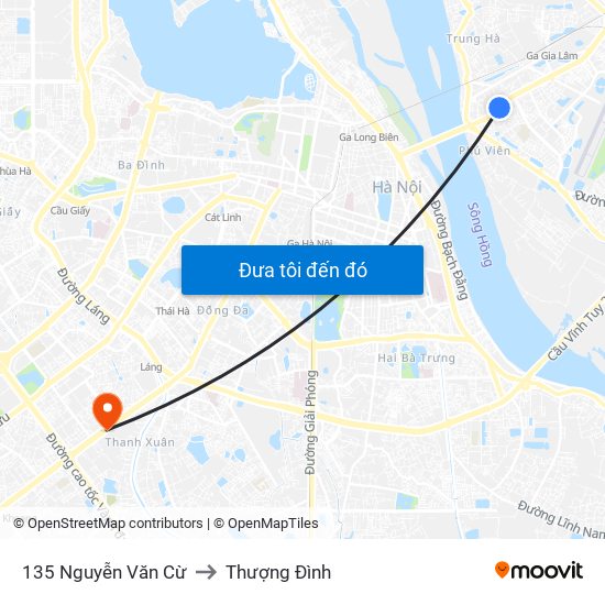 135 Nguyễn Văn Cừ to Thượng Đình map