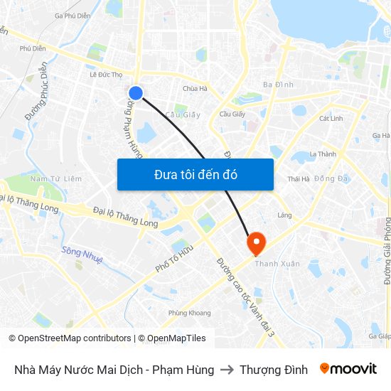 Nhà Máy Nước Mai Dịch - Phạm Hùng to Thượng Đình map