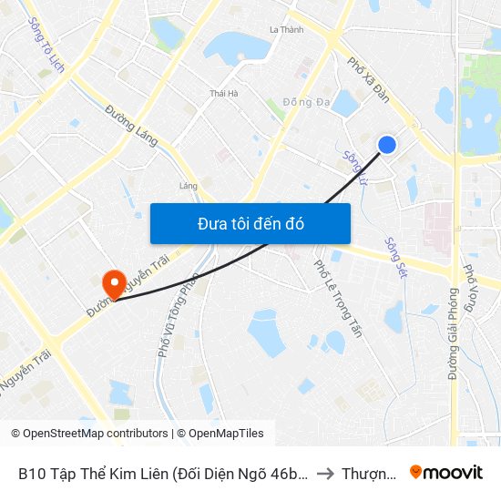 B10 Tập Thể Kim Liên (Đối Diện Ngõ 46b Phạm Ngọc Thạch) to Thượng Đình map