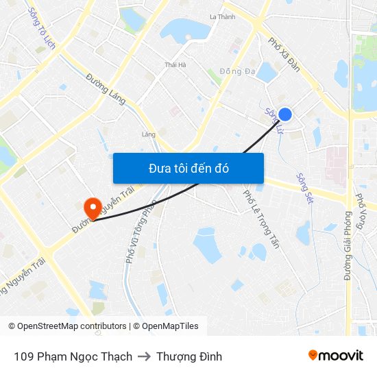 109 Phạm Ngọc Thạch to Thượng Đình map