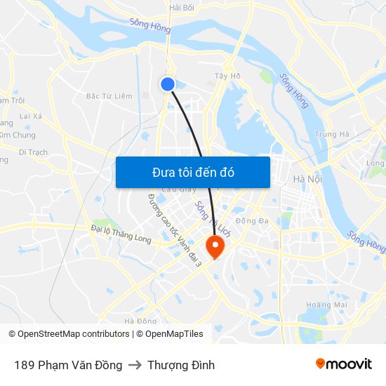 189 Phạm Văn Đồng to Thượng Đình map