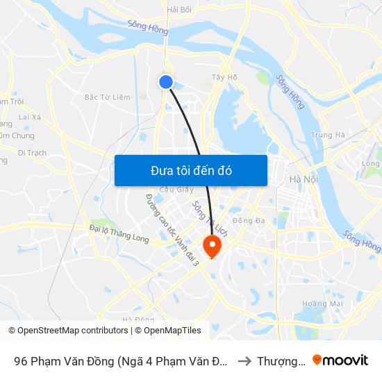 96 Phạm Văn Đồng (Ngã 4 Phạm Văn Đồng - Xuân Đỉnh) to Thượng Đình map