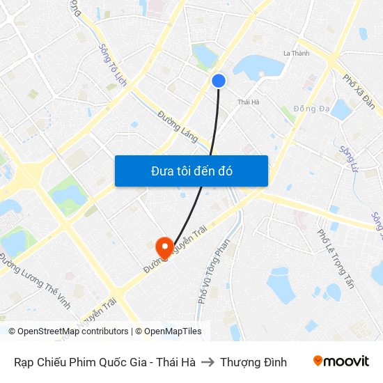 Rạp Chiếu Phim Quốc Gia - Thái Hà to Thượng Đình map