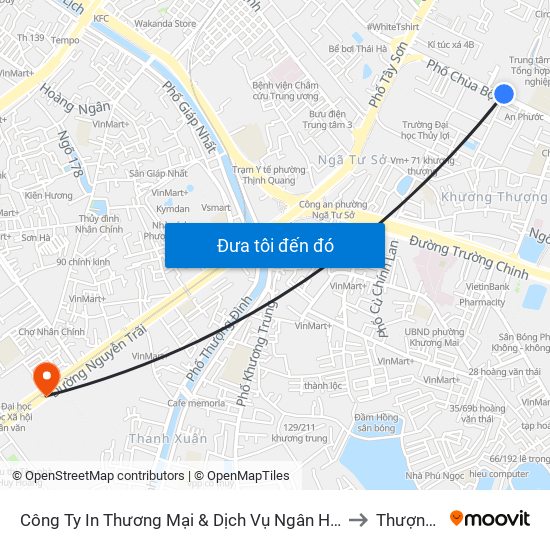 Công Ty In Thương Mại & Dịch Vụ Ngân Hàng - Số 10 Chùa Bộc to Thượng Đình map