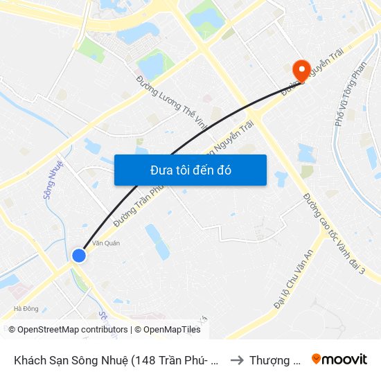 Khách Sạn Sông Nhuệ (148 Trần Phú- Hà Đông) to Thượng Đình map