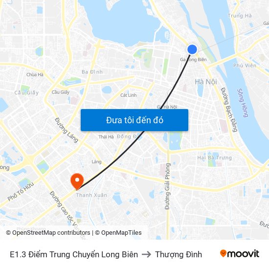 E1.3 Điểm Trung Chuyển Long Biên to Thượng Đình map