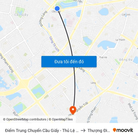 Điểm Trung Chuyển Cầu Giấy - Thủ Lệ 02 to Thượng Đình map