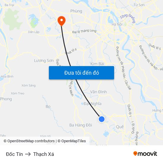 Đốc Tín to Thạch Xá map