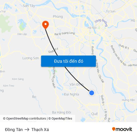 Đồng Tân to Thạch Xá map