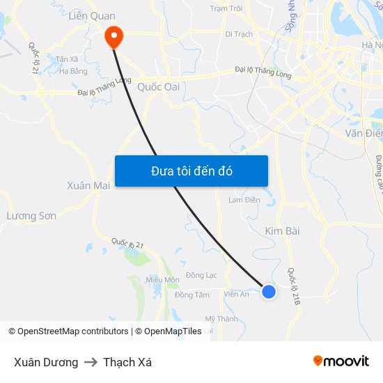 Xuân Dương to Thạch Xá map