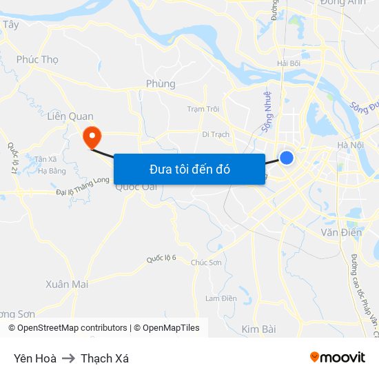 Yên Hoà to Thạch Xá map