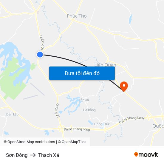 Sơn Đông to Thạch Xá map