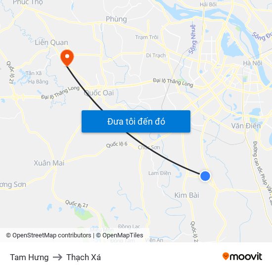 Tam Hưng to Thạch Xá map