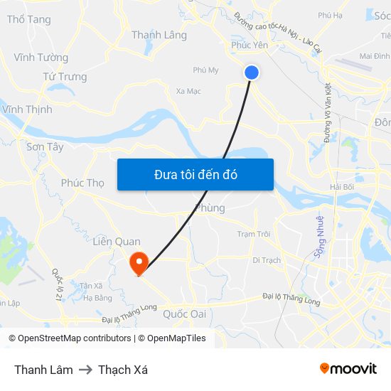 Thanh Lâm to Thạch Xá map