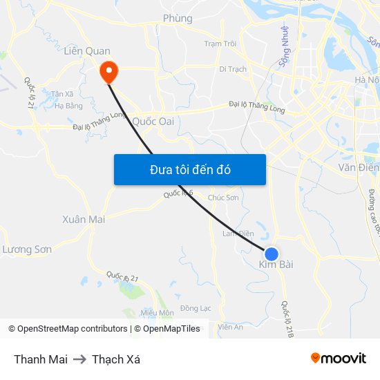 Thanh Mai to Thạch Xá map