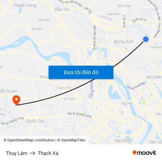 Thuỵ Lâm to Thạch Xá map