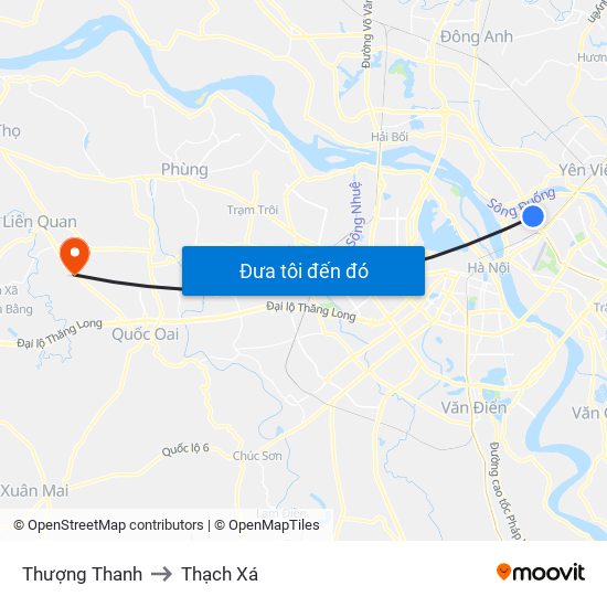 Thượng Thanh to Thạch Xá map