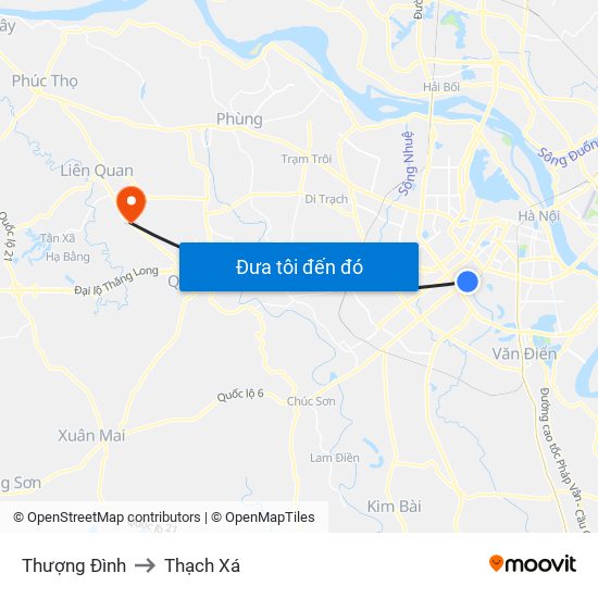 Thượng Đình to Thạch Xá map