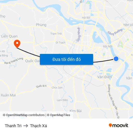 Thanh Trì to Thạch Xá map