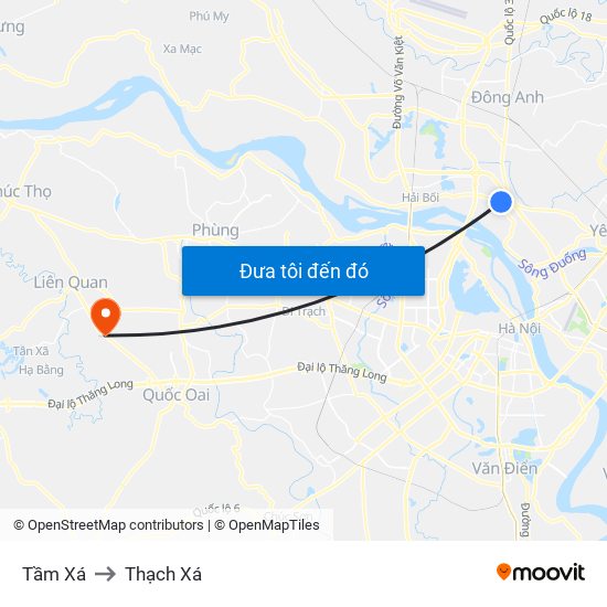 Tầm Xá to Thạch Xá map