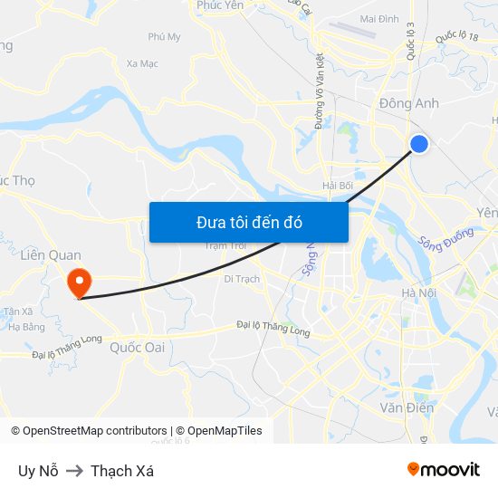 Uy Nỗ to Thạch Xá map