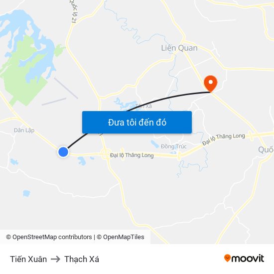 Tiến Xuân to Thạch Xá map