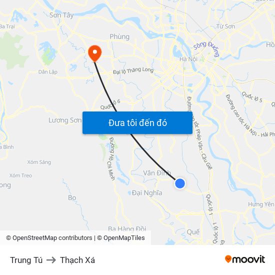 Trung Tú to Thạch Xá map