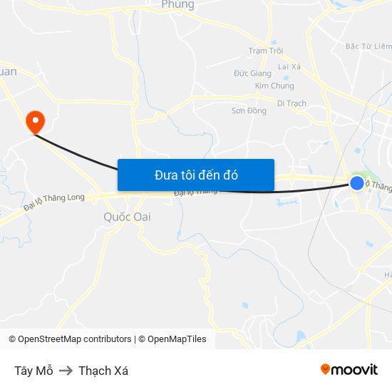 Tây Mỗ to Thạch Xá map