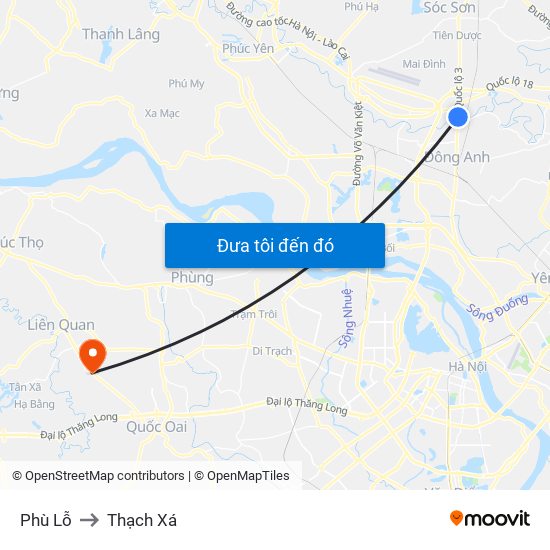 Phù Lỗ to Thạch Xá map