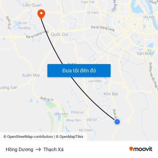 Hồng Dương to Thạch Xá map