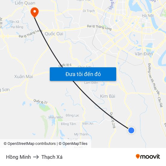 Hồng Minh to Thạch Xá map