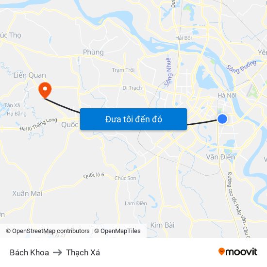 Bách Khoa to Thạch Xá map