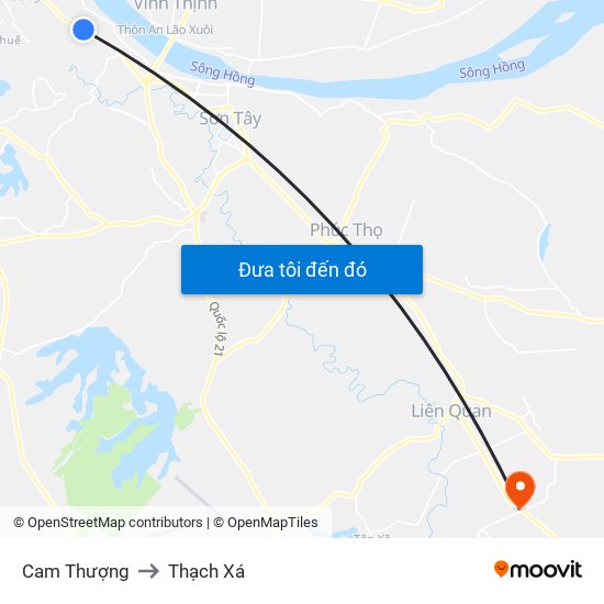 Cam Thượng to Thạch Xá map