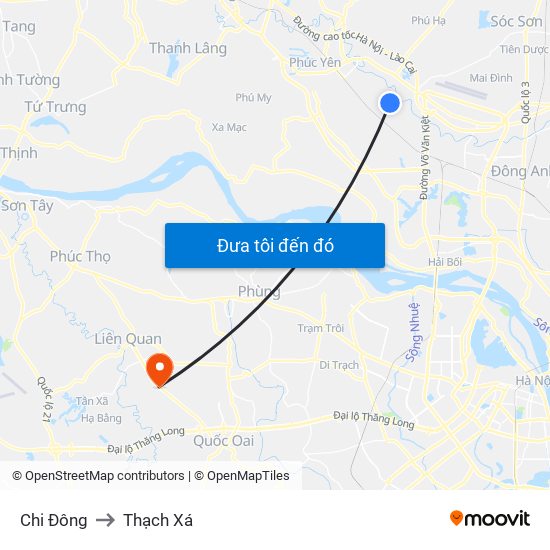 Chi Đông to Thạch Xá map