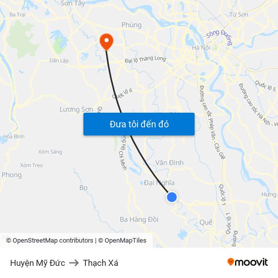 Huyện Mỹ Đức to Thạch Xá map